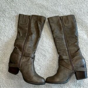 Fergie Taupe Heeled Boots